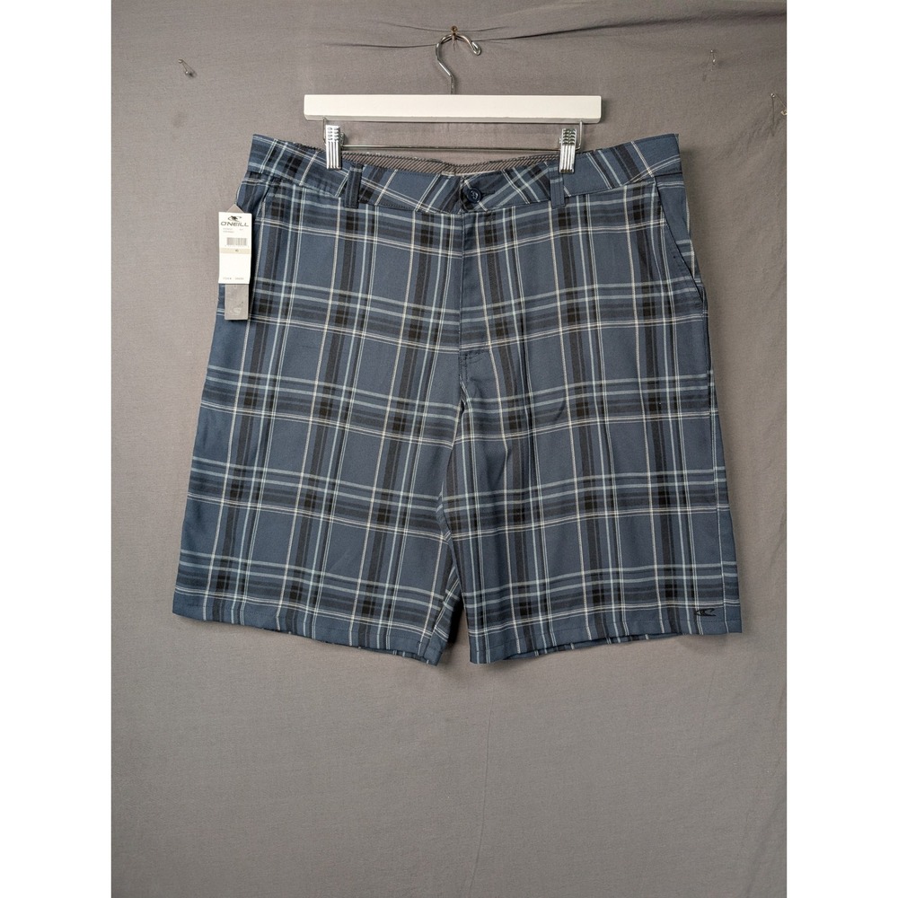 O'Neill Coronado Mens Plaid Hybrid Shorts Navy Blue Size 40